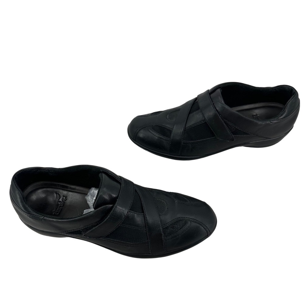Clarks‎ Women's Black Leather Hook and Loop Strap Loafers 84972 Size 8.5N Casual